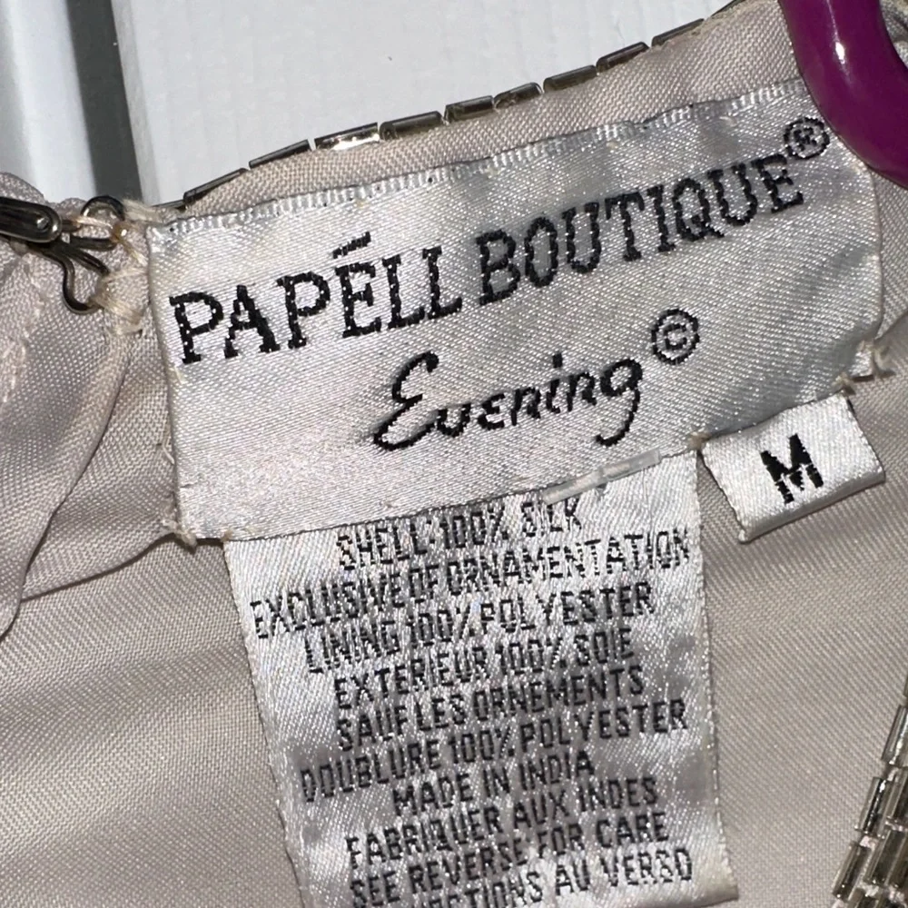 Papell Boutique Cream Beaded Blouse 100% Silk - Picture 3 of 8